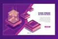 Digital technology, data conversion, energy production, server room, database, organic isometric vector