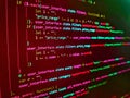 Digital technology on display. Coding programmer abstract background. Programming code abstract screen of software developer. Royalty Free Stock Photo