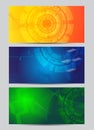 Digital Technology dynamic concept abstract background banner set