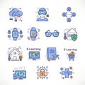 Digital Technology and E-Learning Icon Set Royalty Free Stock Photo
