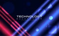 Digital technology geometric red blue background, Ai big data, abstract cyber cloud neon tech, USA United States America flag