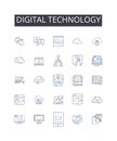 Digital technology line icons collection. Strategy, Forecasting, Scheduling, Projections, Initiatives, Arranging