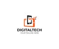 Digital technology logo template. Mobile phone and tablet vector design