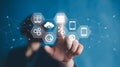 Digital technology network connection with user interface icons image Royalty Free Stock Photo