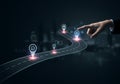 Digital Technology Road Map, Strategy and Planning Concept, Hand Interacting with Interface Royalty Free Stock Photo