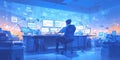 Digital technology, software development concept. Coding programmer, software engineer working on laptop with circuit Royalty Free Stock Photo