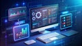Digital technology, software development concept. Coding programmer, software engineer working on laptop
