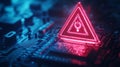 Digital technology system errors and website maintenance are denoted by a caution warning sign symbol for illustration Royalty Free Stock Photo
