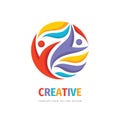 Creative friendship people concept vector logo design. Teamwork concept illustration. Human character. People sign. Social media a Royalty Free Stock Photo