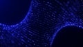 Digital technology wave. Dark cyberspace with motion dots. Futuristic digital background. Abstract music background. Big data