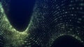 Digital technology wave. Dark cyberspace with motion dots. Futuristic digital background. Abstract music background. Big data