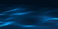 Digital technology wave. Futuristic blue vector illustration. Big data. Low poly shape dots Royalty Free Stock Photo