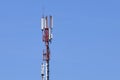Digital telephone antenna. GSM tower on a blue background. 5g 4g Royalty Free Stock Photo