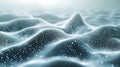 Digital terrain of glowing points and waves
