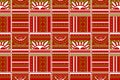 Digital Textile Red and White Flower motif border