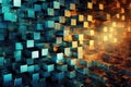 Fusion of geometric shapes, metallic surfaces, and illuminated lines. Generative AI
