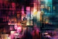 Fusion of geometric shapes, metallic surfaces, and illuminated lines. Generative AI