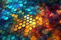 Fusion of geometric shapes, metallic surfaces, and illuminated lines. Generative AI