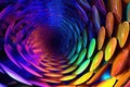 Fusion of geometric shapes, metallic surfaces, and illuminated lines. Generative AI
