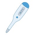 Digital thermometer with high temperature results, cold and flu symptoms, vector Royalty Free Stock Photo