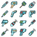 Digital thermometer icons set vector flat Royalty Free Stock Photo