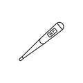Digital Thermometer Outline Icon Illustration on Isolated White Background Suitable for Health Care Temperature, Medical Tool, Royalty Free Stock Photo