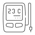 digital thermometer with sensor line icon vector illustration Royalty Free Stock Photo