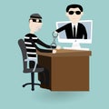 The digital thief was under arrest with police Royalty Free Stock Photo