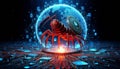 Digital Threat Concept of Virus and Malware Prevention