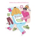 Digital thrift shopping. Vector illustration.