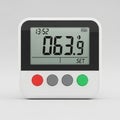 Digital Timer Device with Large Display and Three Colored Buttons on White Background clock Royalty Free Stock Photo