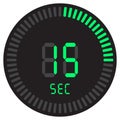 The digital timer 15 seconds. electronic stopwatch with a gradient dial starting vector icon, clock and watch, timer, countdown.