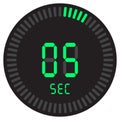 The digital timer 5 seconds. electronic stopwatch with a gradient dial starting vector icon, clock and watch, timer, countdown.