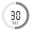 The digital timer 30 seconds. electronic stopwatch with a gradient dial starting vector icon, clock and watch, timer.