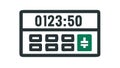 Digital timer showing 01:23:50 with calculator keys, productivity icon, vector design Generative AI Royalty Free Stock Photo
