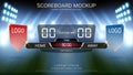 Digital timing scoreboard, Football match team A vs team B, Strategy broadcast graphic template for presentation score or game res