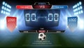 Digital timing scoreboard, Football match team A vs team B, Strategy broadcast graphic template for presentation score or game res