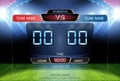 Digital timing scoreboard, Football match team A vs team B, Strategy broadcast graphic template for presentation score or game res