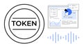 Digital Token Concept with Data Analytics Interface and Waveform Representation Royalty Free Stock Photo