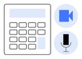 Digital Tools with Calculator, Video Recording, and Audio Input Integration for Remote Work Royalty Free Stock Photo
