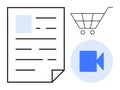 Digital Media Asset Management Concept with Document, Shopping Cart, and Video Icon Royalty Free Stock Photo