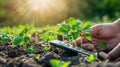 Digital tools for remote crop monitoring and informed farming decisions by farmers Royalty Free Stock Photo