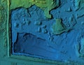 Digital topographic elevation model of a excavation site with steep walls