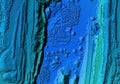 Digital topographic elevation model of a excavation site with steep walls