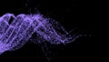 Digital tornado blue wave with dots on the dark background. 3D rendering
