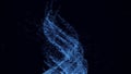 Digital tornado wave with dots on the dark background. The futuristic abstract structure. 3D rendering