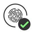 Digital touch scan identification of electronic sensor authentication. Fingerprint accepted icon. ID icon. Fingerprint
