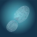 Digital tracking concept. Footprint with chip pattern. Computer identity vector illustration. Biometric information