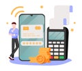 Digital transactions abstract concept vector illustration. Plastic money, contactless smartwatch payment, credit and debit card, Royalty Free Stock Photo