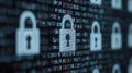Digital Transactions Concept with Secure Lock Icons and Binary Code Background Royalty Free Stock Photo